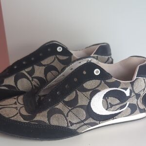 Coach Black and Cream Patterned Sneakers
